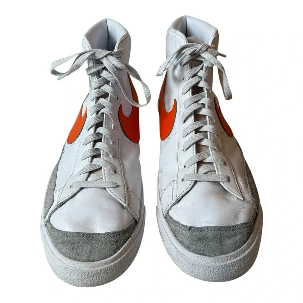 Nike Men's Blazer Sneakers White Mantra Orange Swoosh Size14 Basketball